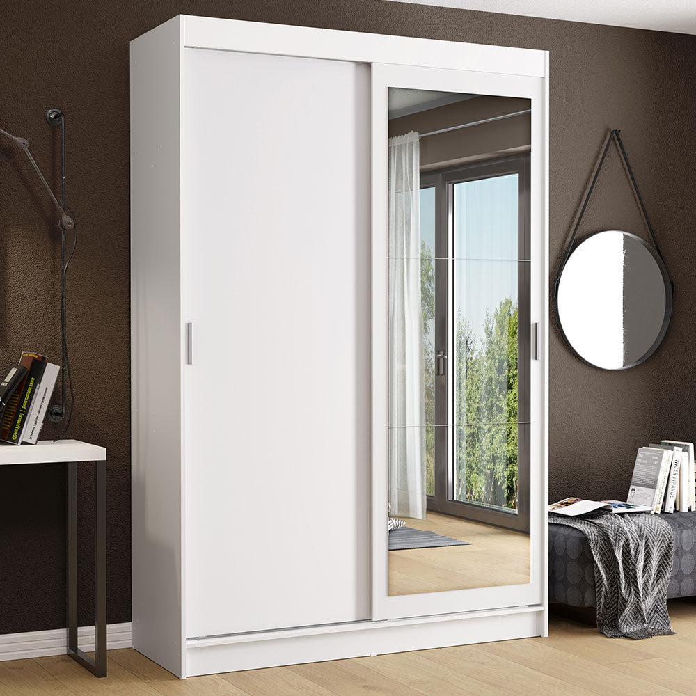 Guarda-Roupa Solteiro Tokio 2 Portas com Espelho 2 Gavetas Branco