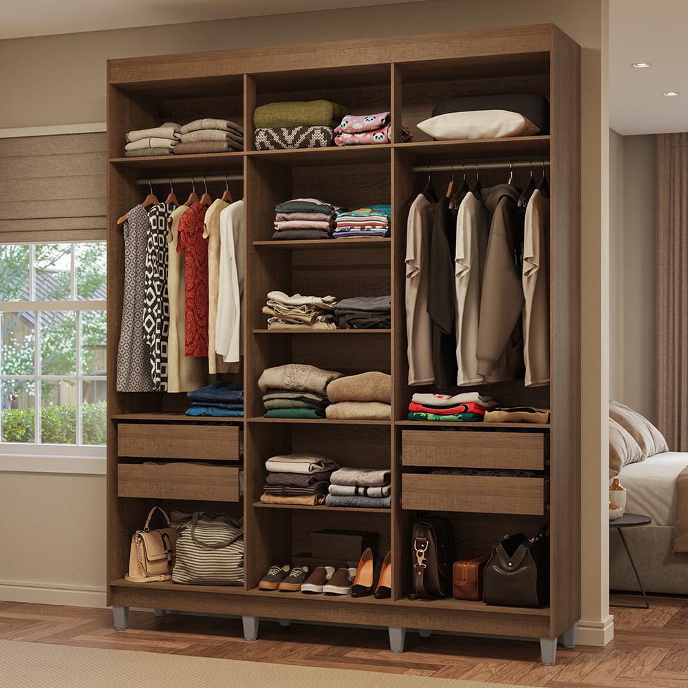 Guarda-Roupa Closet com Pés 4 Gavetas 180cm Rustic Venus Madesa