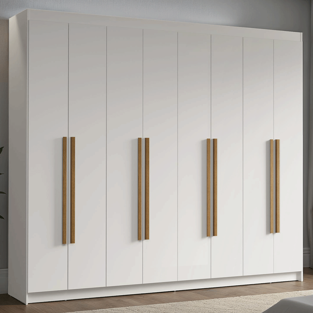 Guarda-Roupa Casal 8 Portas Batentes Branco/Branco/Rustic Venus Madesa