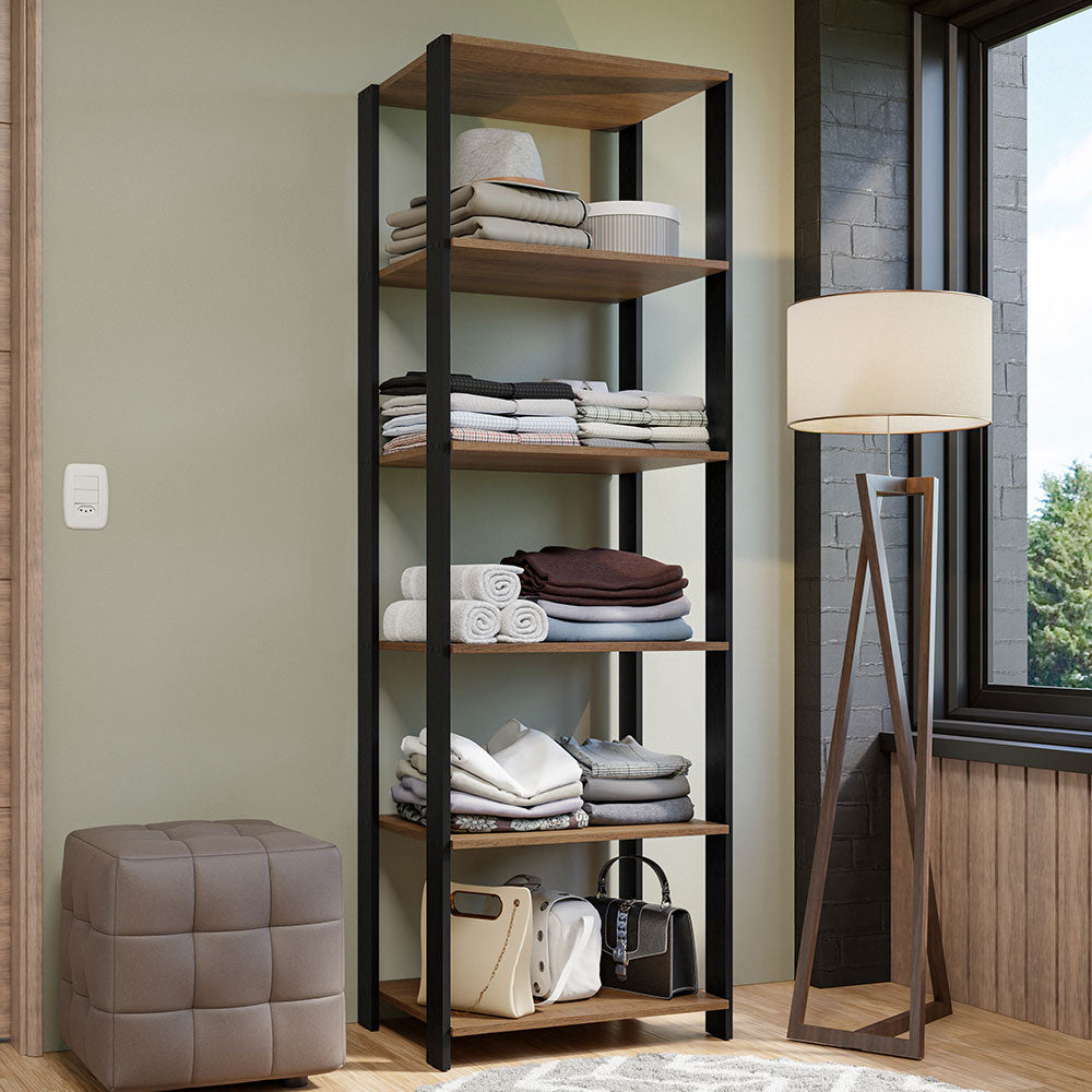 Closet Aberto Guarda-Roupa 59cm Rustic/Preto Madesa