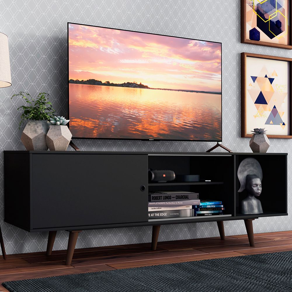 Rack Madesa Dubai para TV até 65 Polegadas com Pés Preto/Rustic