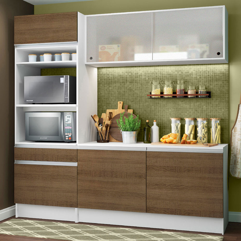 Armário de Cozinha Compacta 180cm Branco/Rustic Topazio Madesa 86
