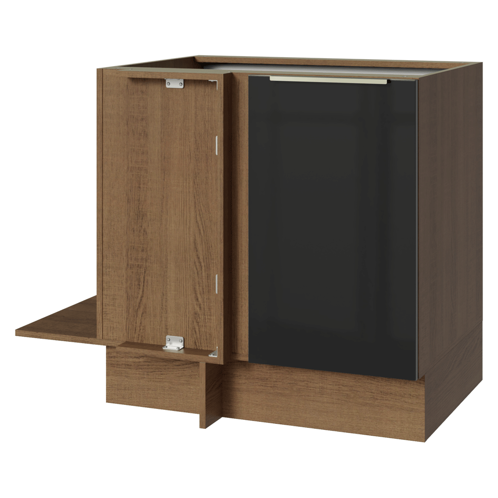 Balcão de Canto Madesa Lux 1 Porta Rustic/Preto