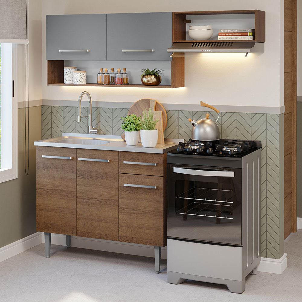 ◇miii　sサイズ Armário de Cozinha Compacta 165cm com Pia – Madesa