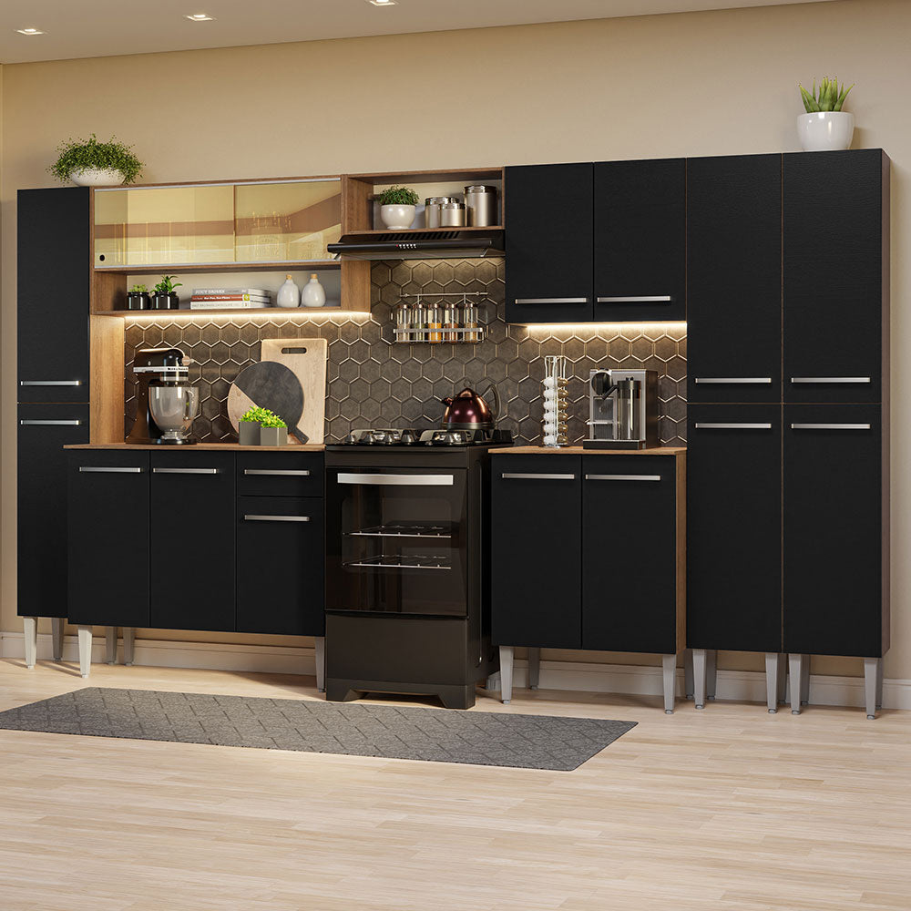 クラシック 203. MY RSO 24CD Armário de Cozinha Completa 325cm Rustic/Preto Emilly Madesa 05