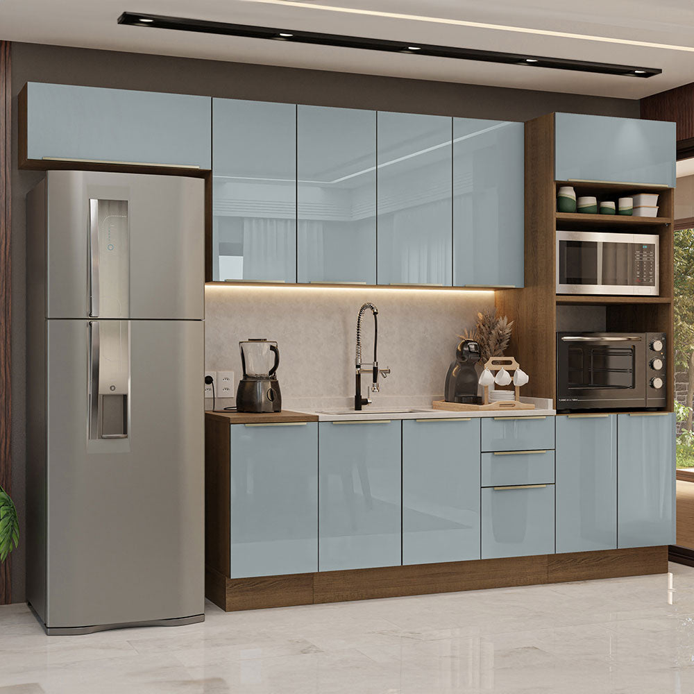 FULX RK Lサイズ Armário de Cozinha Completa 310cm Rustic/Cinza Lux Madesa 01