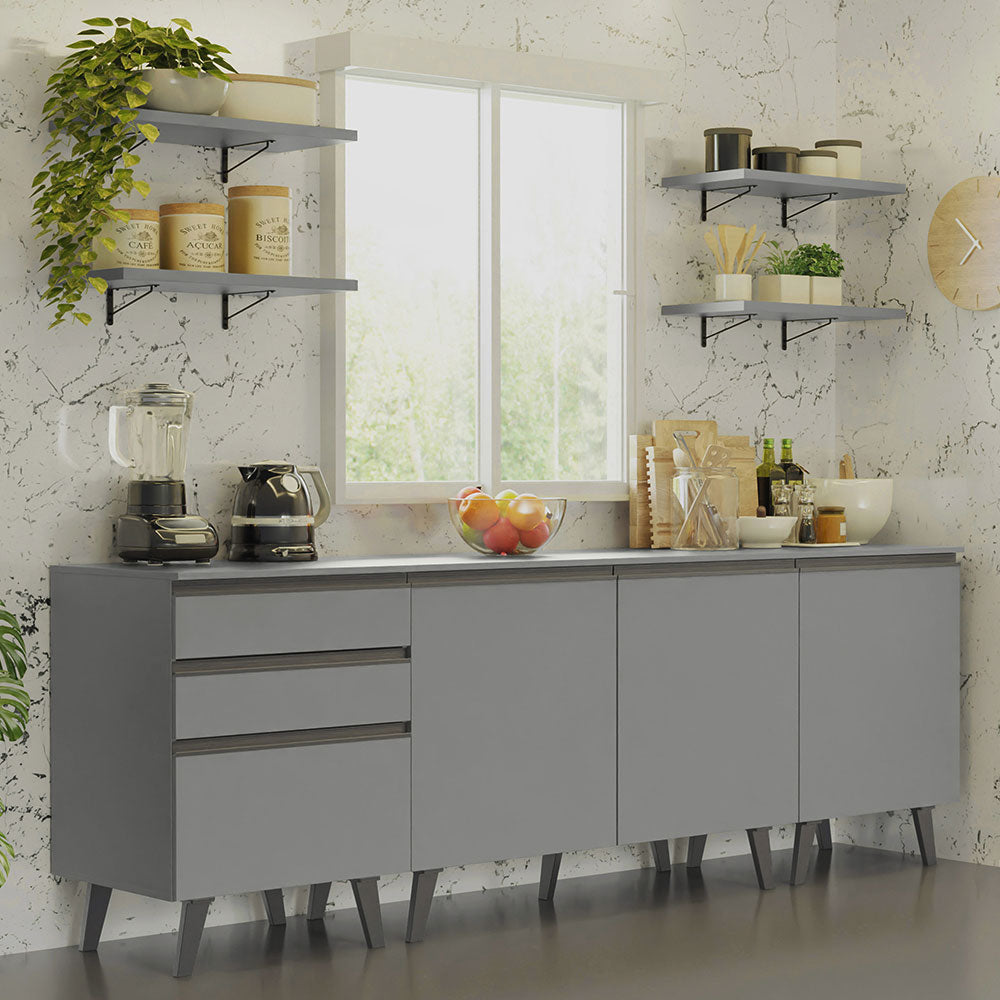 NICENESS ANDERSON Mサイズ Paneleiro Madesa Lux 60 cm 3 Portas Rustic/Cinza