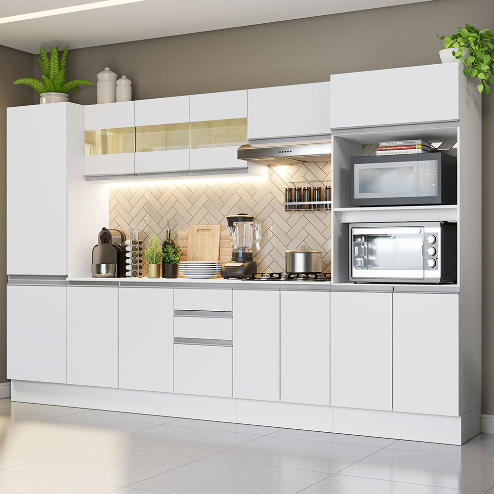 Cozinha Smart Madesa 300cm 100% MDF: Branca