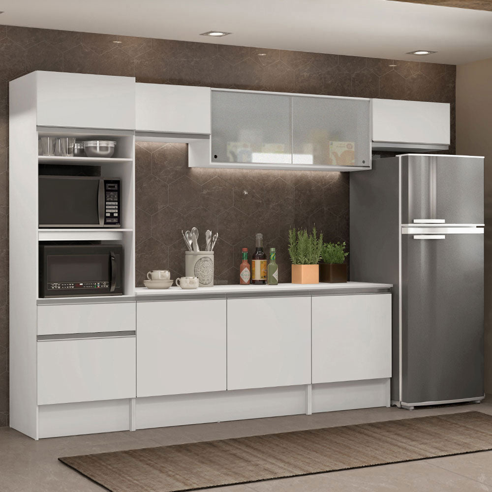 Armário de Cozinha Completa 300cm Branco Topazio Madesa 01