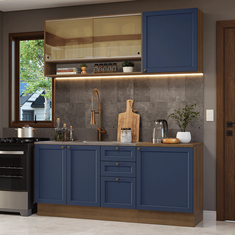 Vup Exa Mサイズ Armário de Cozinha Compacta 180 cm Rustic/Azul Vik Madesa 04