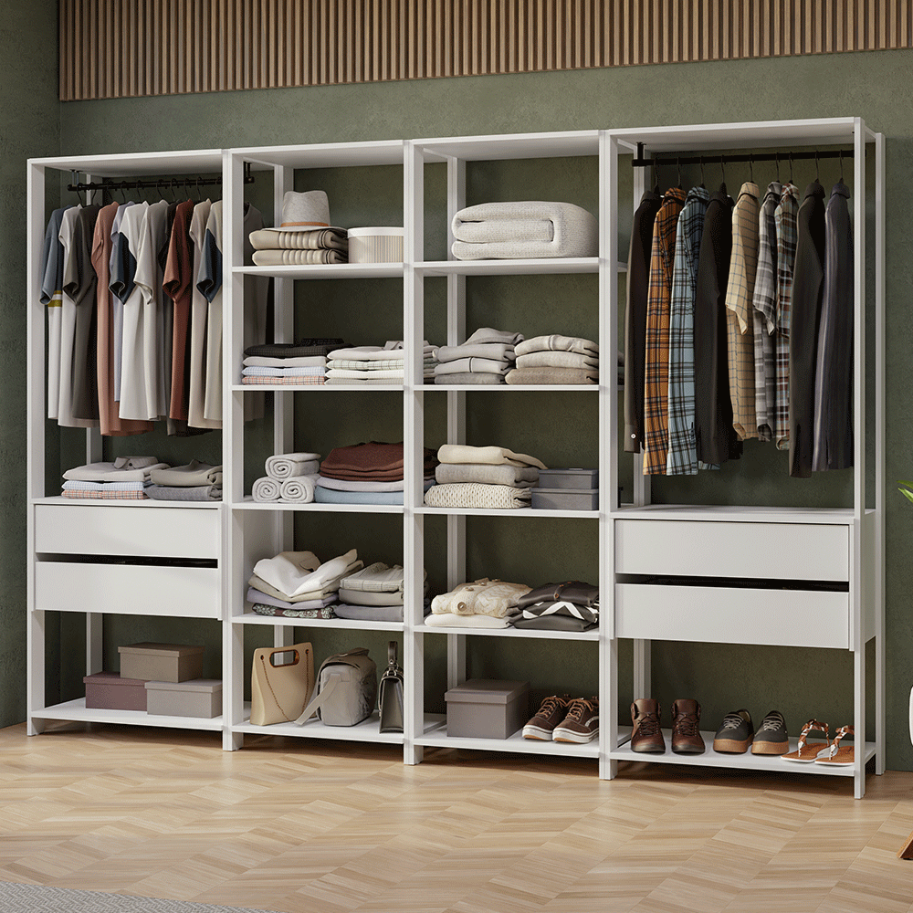 Guarda-Roupa Closet Modulado 4 Gavetas 258 cm Branco Valencia