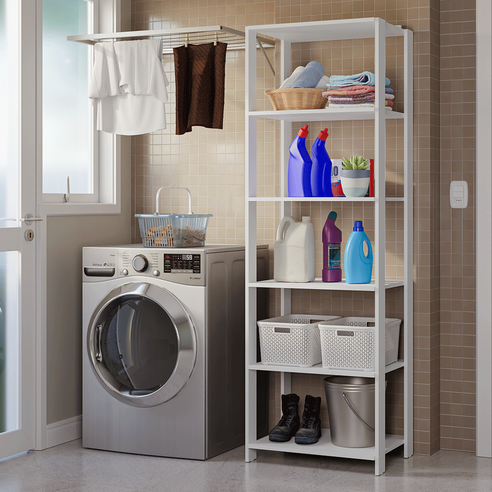 Estante Armário Multiuso para Lavanderia 59cm Branco Madesa
