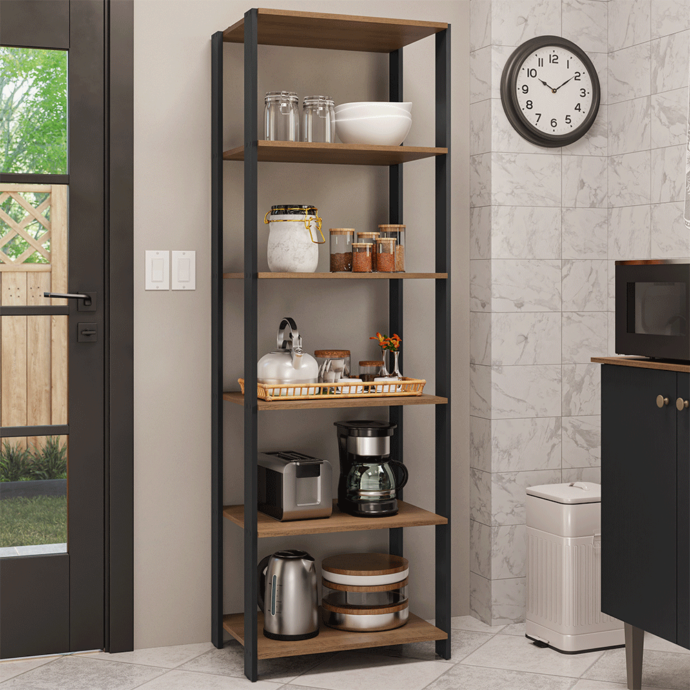 マール ウッドラック Armário Estante Multiuso Organizador 5 Prateleiras 59cm Rustic