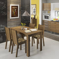 Conjunto Sala de Jantar Rosie Madesa Mesa Tampo de Madeira com 4 Cadeiras Rustic/Floral Bege Marrom