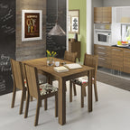 Conjunto Sala de Jantar Rosie Madesa Mesa Tampo de Madeira com 4 Cadeiras Rustic/Floral Hibiscos
