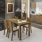 Conjunto Sala de Jantar Rosie Madesa Mesa Tampo de Madeira com 4 Cadeiras Rustic/Floral Lírio Bege