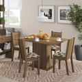 Conjunto Sala de Jantar Lexy Madesa Mesa Tampo de Madeira com 4 Cadeiras Rustic/Floral Hibiscos