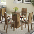 Conjunto Sala de Jantar Madesa Magda Mesa Tampo de Vidro com 4 Cadeiras Rustic/Floral Hibiscos