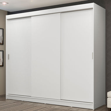 Guarda-Roupa Casal Madesa Kansas 3 Portas de Correr 3 Gavetas Branco