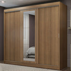 Guarda-Roupa Casal Madesa Kansas 3 Portas de Correr com Espelho 3 Gavetas Rustic
