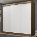 Guarda-Roupa Casal Madesa Kansas 3 Portas de Correr 3 Gavetas Rustic/Branco