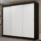 Guarda-Roupa Casal Madesa Kansas 3 Portas de Correr 3 Gavetas Preto/Branco