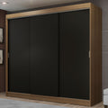 Guarda-Roupa Casal Madesa Kansas 3 Portas de Correr 3 Gavetas Rustic/Preto