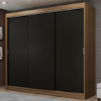 Guarda-Roupa Casal Madesa Kansas 3 Portas de Correr 3 Gavetas Rustic/Preto