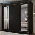 Guarda-Roupa Casal Madesa Kansas 3 Portas de Correr com Espelhos 3 Gavetas Preto