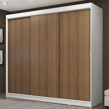 Guarda-Roupa Casal Madesa Kansas 3 Portas de Correr 3 Gavetas Branco/Rustic