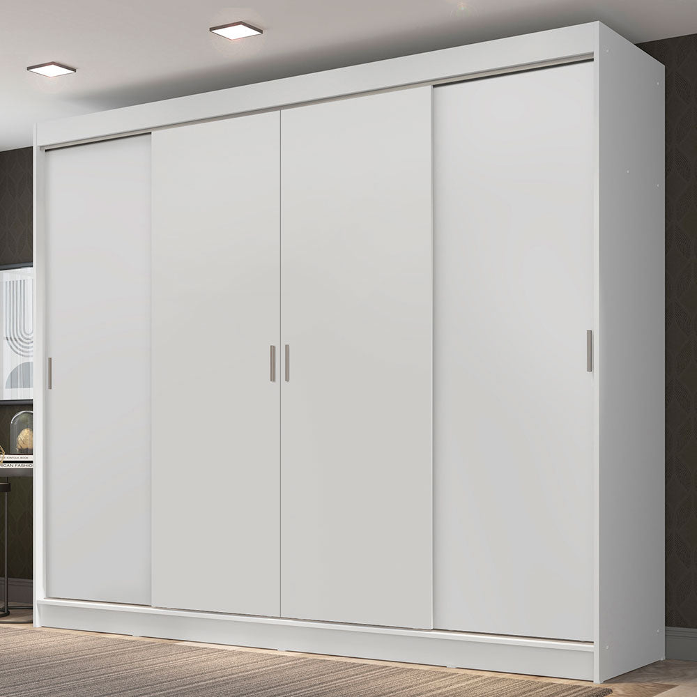 Guarda-Roupa Casal Madesa Austin 4 Portas de Correr 3 Gavetas Branco