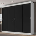 Guarda-Roupa Casal Madesa Austin 4 Portas de Correr 3 Gavetas Branco/Preto