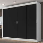 Guarda-Roupa Casal Madesa Austin 4 Portas de Correr 3 Gavetas Branco/Preto