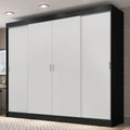 Guarda-Roupa Casal Madesa Austin 4 Portas de Correr 3 Gavetas Preto/Branco