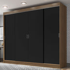 Guarda-Roupa Casal Madesa Austin 4 Portas de Correr 3 Gavetas Rustic/Preto