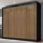 Guarda-Roupa Casal Madesa Austin 4 Portas de Correr 3 Gavetas Preto/Rustic