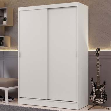 Guarda-Roupa Solteiro Madesa Luke 2 Portas de Correr de Madeira Branco