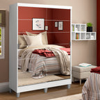 Guarda-Roupa Solteiro Madesa Luke 2 Portas de Correr de Espelho com Pés Branco