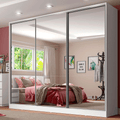 Guarda-Roupa Casal 100% MDF 3 Portas de Correr de Espelho Branco Royale Madesa