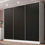 Guarda-Roupa Casal 100% MDF Madesa Royale 3 Portas de Correr Branco/Preto