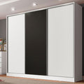 Guarda-Roupa Casal 100% MDF Madesa Royale 3 Portas de Correr Branco/Branco/Preto