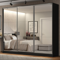 Guarda-Roupa Casal 100% MDF 3 Portas de Correr de Espelho Preto Madesa Royale