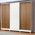 Guarda-Roupa Casal 100% MDF Madesa Royale 3 Portas de Correr com Pés Branco/Rustic/Branco