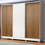 Guarda-Roupa Casal 100% MDF Madesa Royale 3 Portas de Correr com Pés Branco/Rustic/Branco
