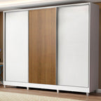 Guarda-Roupa Casal 100% MDF Madesa Royale 3 Portas de Correr com Pés Branco/Branco/Rustic