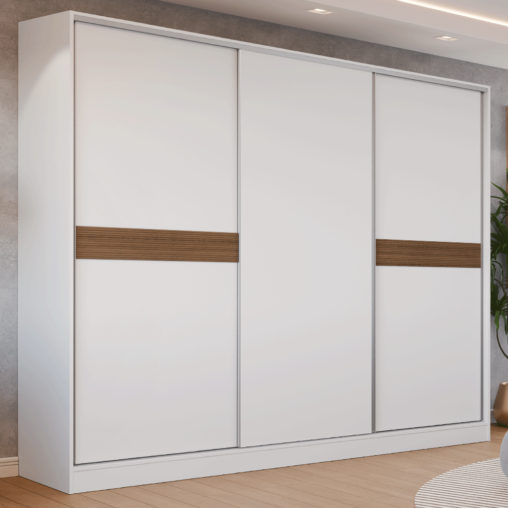 Guarda-Roupa Casal 100% MDF 3 Portas Branco Malta Madesa
