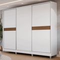 Guarda-Roupa Casal 100% MDF com Pés 3 Portas Branco Malta Madesa