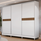 Guarda-Roupa Casal 100% MDF com Pés 3 Portas Branco Malta Madesa