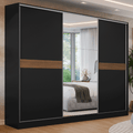 Guarda-Roupa Casal 100% MDF 3 Portas 1 Espelho Preto Malta Madesa