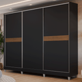 Guarda-Roupa Casal 100% MDF com Pés 3 Portas Preto Malta Madesa